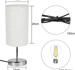 ZMH Lampe De Table Touch-dimmable Avec Fonction De Recharge USB Et Abat-jour En Tissu