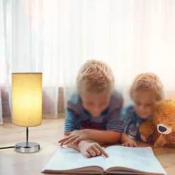 ZMH Lampe De Table Touch-dimmable Avec Fonction De Recharge USB Et Abat-jour En Tissu