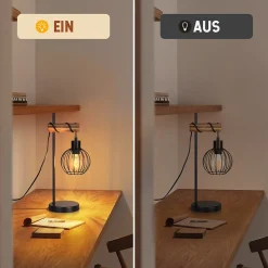 ZMH Lampe De Table Vintage - Style Industriel Rétro Métal Noir Douille E27 - (ampoule Non Incluse)