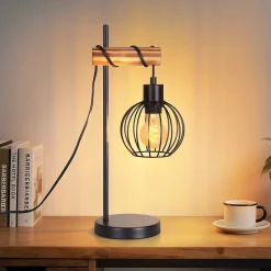 ZMH Lampe De Table Vintage - Style Industriel Rétro Métal Noir Douille E27 - (ampoule Non Incluse)