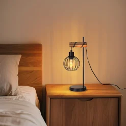 ZMH Lampe De Table Vintage - Style Industriel Rétro Métal Noir Douille E27 - (ampoule Non Incluse)