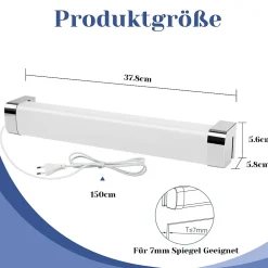 ZMH Lampe LED Pour Salle De Bain Avec Prise 37cm Chrome Lampe De Salle De Bain Chambre Ip44