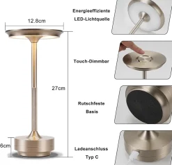 ZMH Lot De 2 Lampe De Table LED Intensité Variabl Pour Rebord De Fenêtre Salon