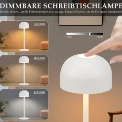ZMH Lot De 2 Lampes à Poser De Table LED Sans Fil - Lampe Intensité Variable Avec 3 Températures