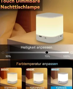 ZMH Lot De 2 Lampes De Table LED Blanches à Intensité Variable