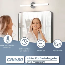 ZMH Miroir De Salle De Bain à LED Blanc 8 W 4 000 K 60 Cm