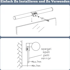 ZMH Salle De Bain Miroir Lumineux LED 40 Cm Lampe De Salle De Bain 6 W Noir