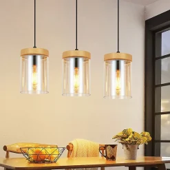 ZMH Suspension Salle à Manger 1/3 Flammes E27 Transparent Suspension Chambre Hôtel