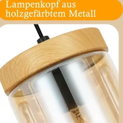 ZMH Suspension Salle à Manger 1/3 Flammes E27 Transparent Suspension Chambre Hôtel