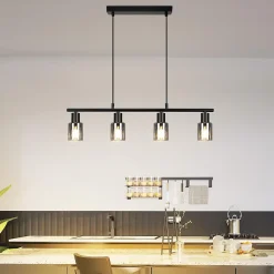 ZMH Suspension Salle à Manger 4 Flammes Vintage Verre E14 25W Lampe à Suspendre Pour Salon Cuisine