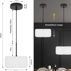 ZMH Suspension Vintage - Abat-jour Papier Blanc 1 Lumière (sans Ampoule)