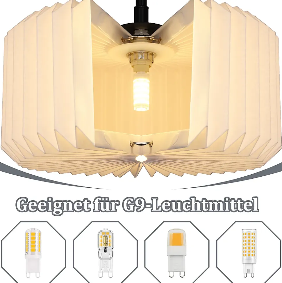 ZMH Suspension Vintage - Abat-jour Papier Blanc 1 Lumière (sans Ampoule)