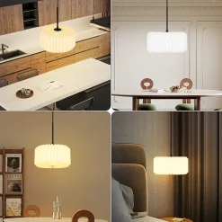 ZMH Suspension Vintage - Abat-jour Papier Blanc 1 Lumière (sans Ampoule)