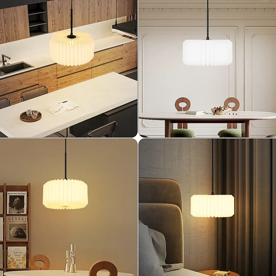 ZMH Suspension Vintage - Abat-jour Papier Blanc 1 Lumière (sans Ampoule)