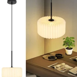 ZMH Suspension Vintage - Abat-jour Papier Blanc 1 Lumière (sans Ampoule)