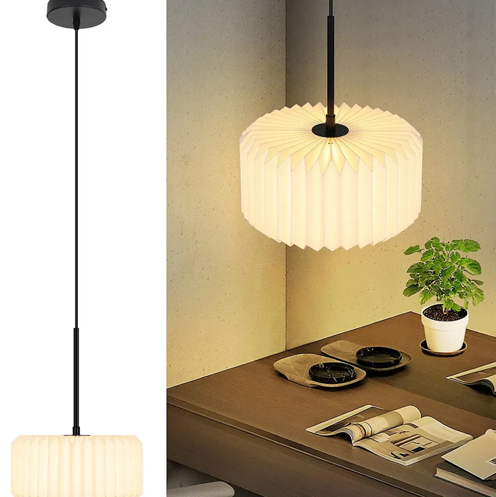 ZMH Suspension Vintage - Abat-jour Papier Blanc 1 Lumière (sans Ampoule)