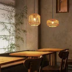 ZMH Suspension Vintage Design En Fer Et Corde De Chanvre Pour Salle à Manger - E27