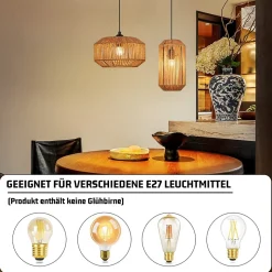 ZMH Suspension Vintage Design En Fer Et Corde De Chanvre Pour Salle à Manger - E27