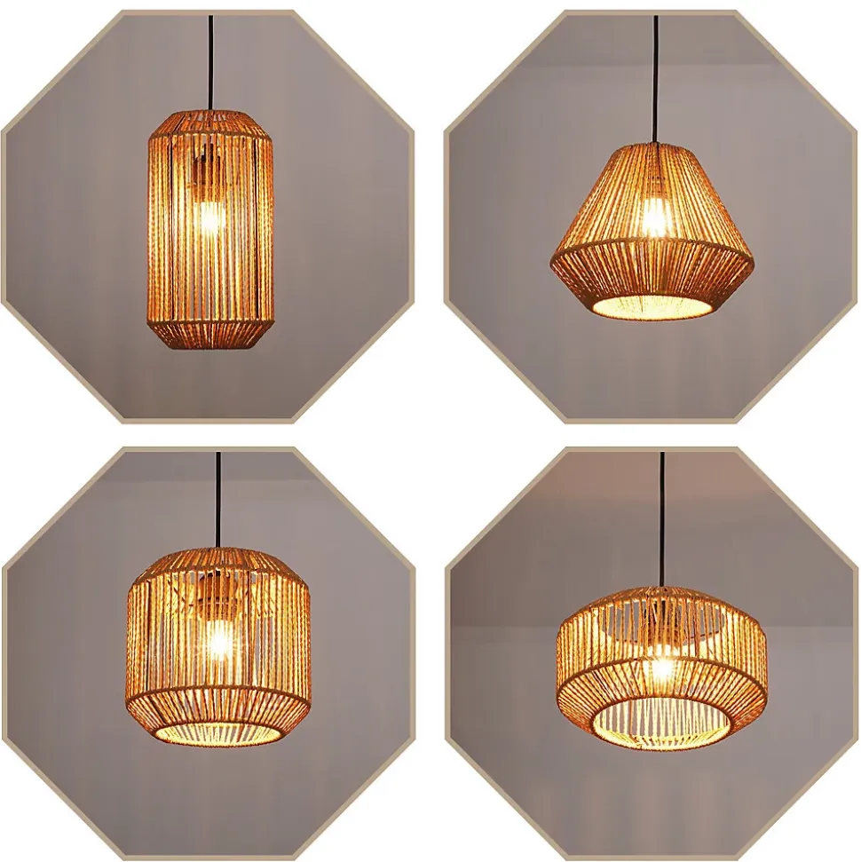 ZMH Suspension Vintage Design En Fer Et Corde De Chanvre Pour Salle à Manger - E27