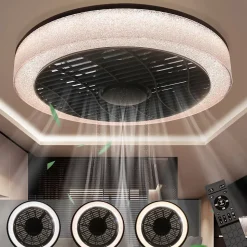 ZMH Ventilateur De Plafond Noir Silencieux Avec Lumière Et Télécommande