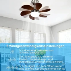 ZMH Ventilateur de plafond avec éclairage 6 Pales- Silencieux Télécommande Été/Hiver ( Sans Ampoule) 75cm