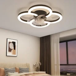 ZMH Ventilateur De Plafond Noir Silencieux Avec Lumière Et Télécommande Été/Hiver 6 Vitesses