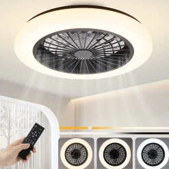 ZMH Ventilateur De Plafond LED Blanc Avec Éclairage - Ventilateur Silencieux 40 W