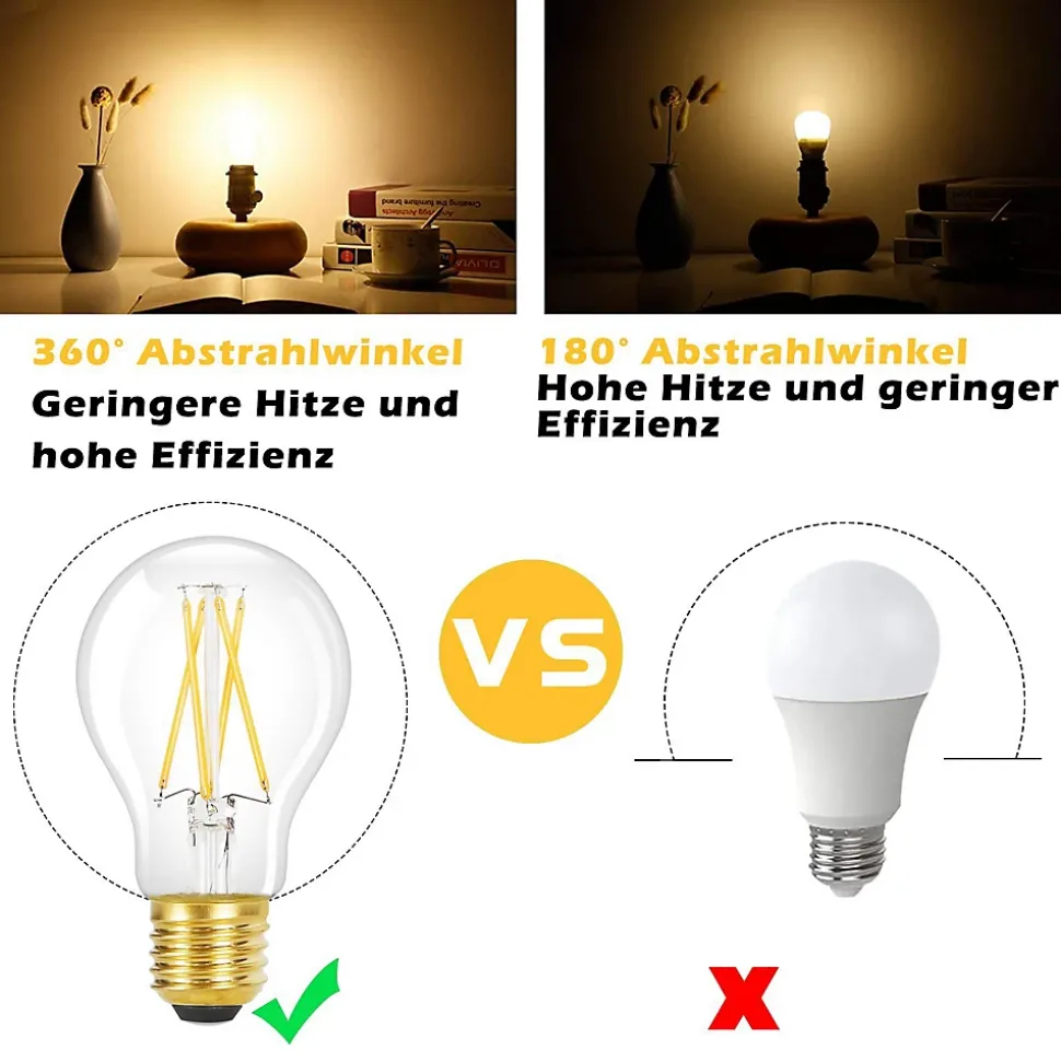 ZMH Ampoule LED A60 Vintage Edison Light Bulb 2700k Chambre à Coucher