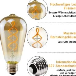 ZMH Ampoule LED E27 Edison LED Vintage 4W ST64 2200K Pour Chambre Couloir