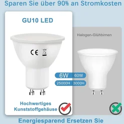 ZMH Ampoule LED Gu10 6w 5000k Blanc Froid Non Dimmable Lot De 6