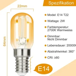 ZMH Ampoules LED E14 Ampoules LED Vintage T22 Ampoules LED Pour Couloir