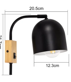 ZMH Applique 1 flamme IP20 murale intérieure avec interrupteur murale vintage métal