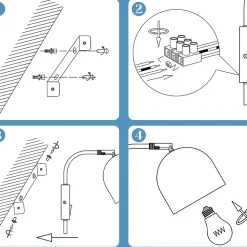 ZMH Applique 1 flamme IP20 murale intérieure avec interrupteur murale vintage métal