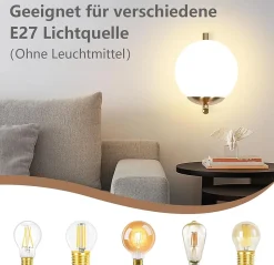 ZMH Applique Intérieure Moderne Dorée avec Abat-jour en Verre E27 pour Chambre et Couloir