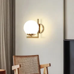 ZMH Applique Intérieure Moderne Dorée avec Abat-jour en Verre E27 pour Chambre et Couloir