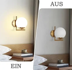 ZMH Applique Intérieure Moderne Dorée avec Abat-jour en Verre E27 pour Chambre et Couloir