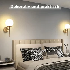 ZMH Applique Intérieure Moderne en Verre et Métal Doré E27 pour Chambre et Couloir