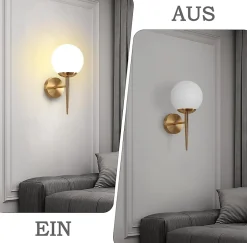 ZMH Applique Intérieure Moderne en Verre et Métal Doré E27 pour Chambre et Couloir