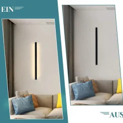 ZMH Applique LED Moderne Noir 60CM pour Intérieur - 3000K Éclairage Design