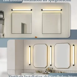 ZMH Applique LED Noir Pour Miroir De Salle De Bain 10w 3000k Ip44