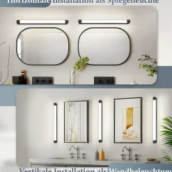 ZMH Applique LED Noir Pour Miroir De Salle De Bain 10w 4000k Ip44