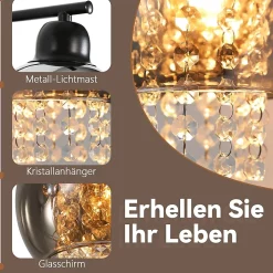 ZMH Applique murale contemporaine E27 en verre gris fumé avec design cristal élégant