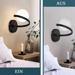 ZMH applique murale interieur Noir 1 Flamme G9 Moderne Applique murale métal Boule de verre blanche