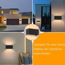 ZMH Applique Murale Intérieure LED Applique Murale Up Et Down Lampe Extérieure Mur Ip65