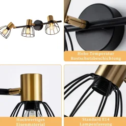 ZMH Applique Murale Intérieur 3 Flammes E14 Lampe De Salon Max.25w