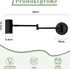 ZMH Applique Murale Intérieure Noire GU10 Orientable Vintage pour Salon et Couloir