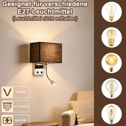 ZMH Applique Murale Intérieur Applique Murale LED Pivotante à 360 Avec Interrupteur E27 Pour Couloir