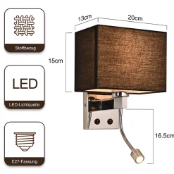 ZMH Applique Murale Intérieur Applique Murale LED Pivotante à 360 Avec Interrupteur E27 Pour Couloir