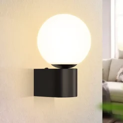 ZMH Applique Murale Intérieure Lampe De Couloir Noir-blanc G9 Éclairage Mural Boule De Verre Salon