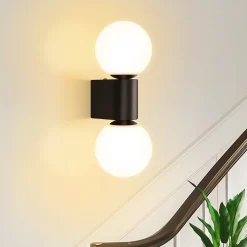 ZMH Applique Murale Intérieure Lampe De Couloir Noir-blanc G9 Éclairage Mural Boule De Verre Salon